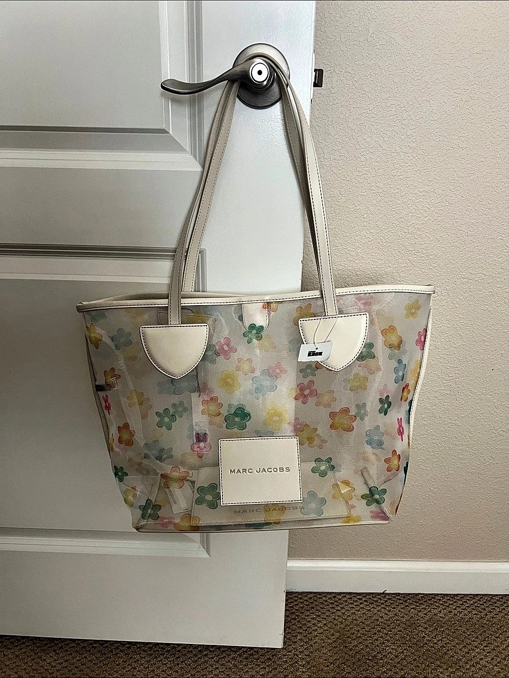 Marc Jacobs Clear Pastel Floral Tote Bag with Pouch